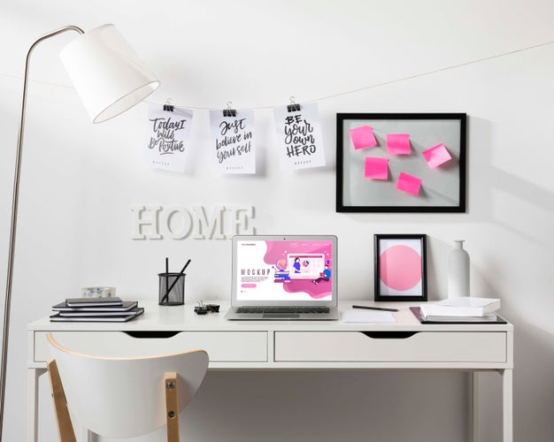 Free Beautiful Desk Concept Mock-Up Psd