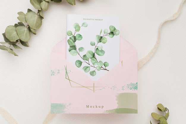 Free Beautiful Floral Invitation Concept Mock-Up Psd