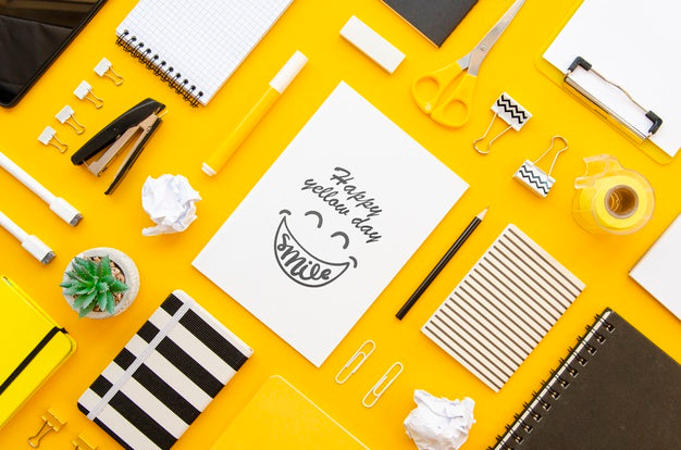 Free Beautiful Yellow Concept Mock-Up Psd