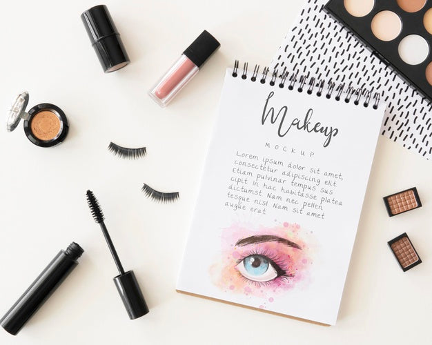 Free Beauty Concept With Make-Up Top View Psd