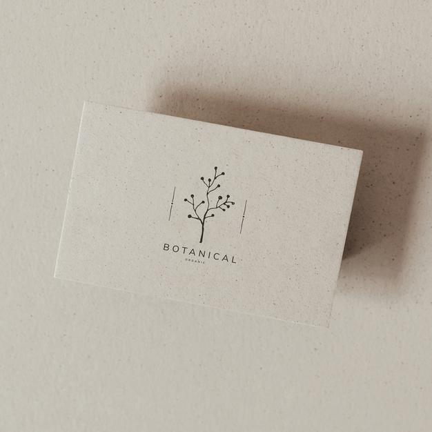 Free Beige Blank Botanical Name Card Mockup Design Psd