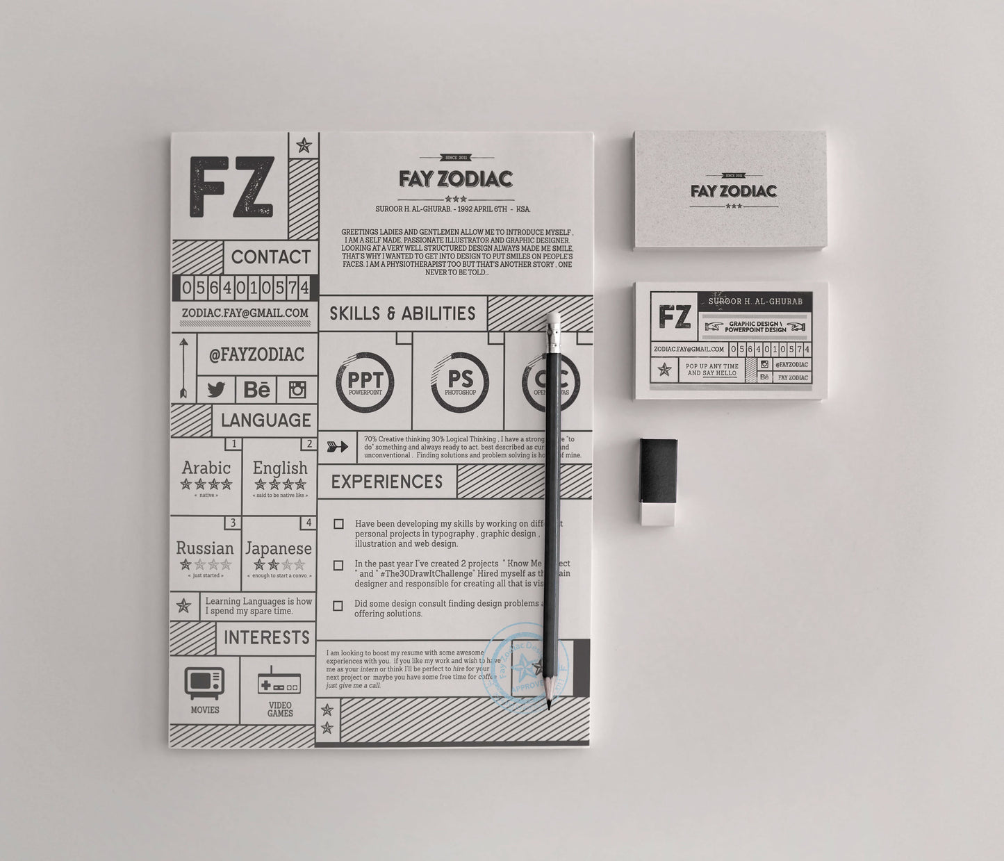 Free Creative Retro Resume Template in Photoshop (PSD) and PowerPoint (PTT) Formats