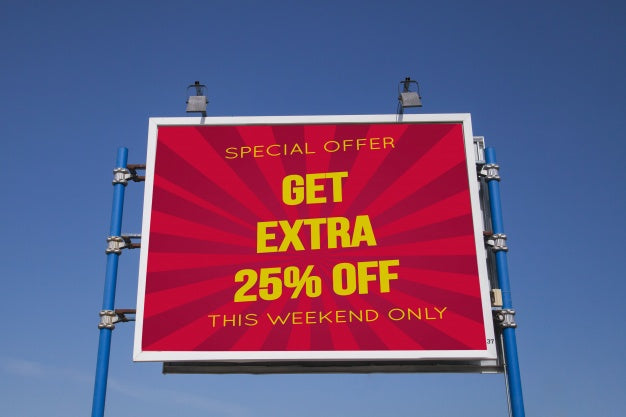 Free Billboard Mockup Against Blue Sky Background Psd