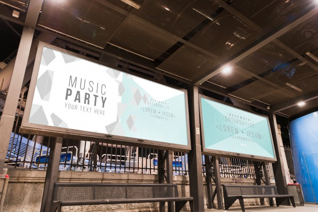Free Billboard Mockup In City At Night Psd