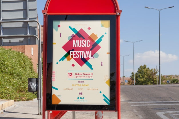 Free Billboard Mockup On Bus Stop Psd