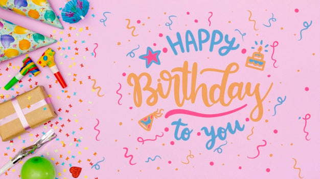 Free Birthday Party Decorations With Mock-Up Psd
