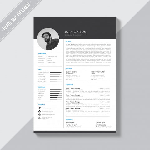 Free Black And White Cv Template Psd