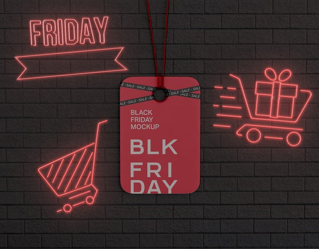 Free Black Friday Advertising On Hanging Tag Mockup Psd