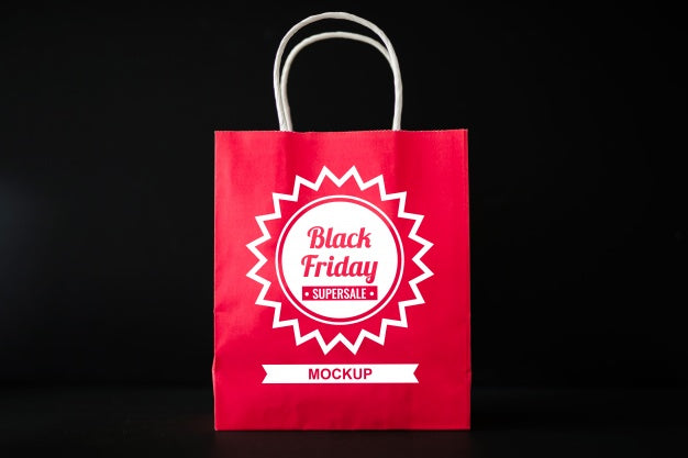Free Black Friday Mockup With Shopping Bag Psd