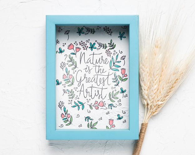 Free Blue Frame With Quote On Plain Background Psd