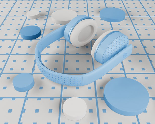 Free Blue Headphones Minimalistic Design Psd