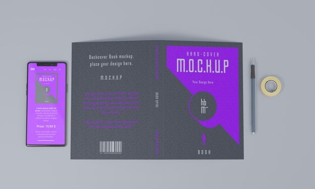 Free Book Stationery Desing Mockup Psd