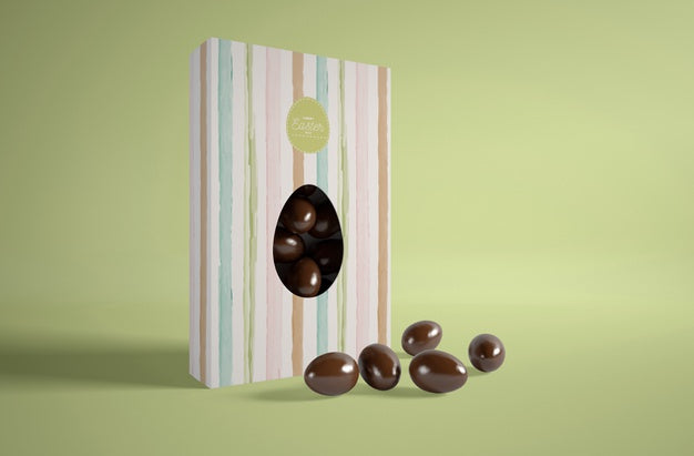Free Box With Small Chocolate Eggs For Easter Psd