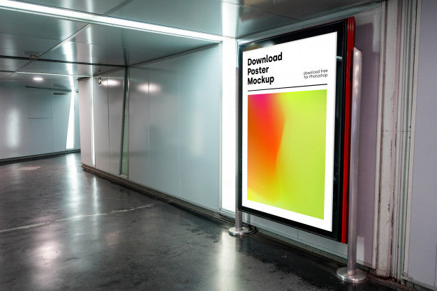 Free Bright Billboard Mockup In Underground Psd