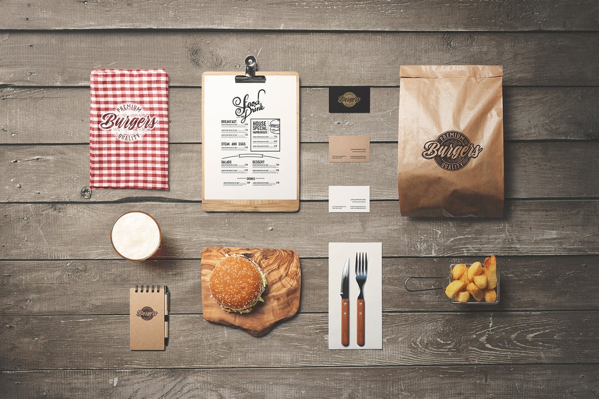 Free Burger Store Branding Mockup