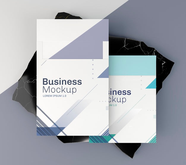 Free Business Card Mock-Up Top View Psd