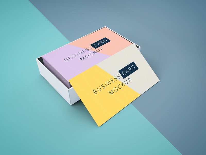 Free Business Card Mockup In Cardboard Box