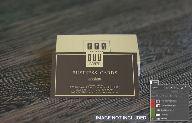 Free Business Cards On Wooden Desk Mockup Psd
