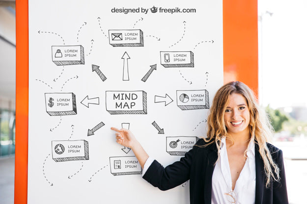 Free Business Mockup Smiling Blonde Woman Psd