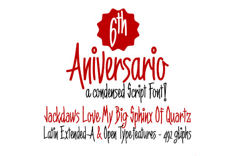 Free 6th Anniversary Narrow Script