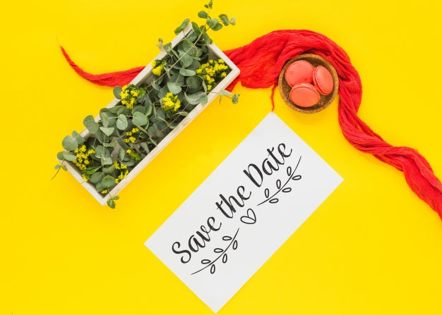 Free Card Mockup With Floral Decoration For Wedding Or Quote Psd