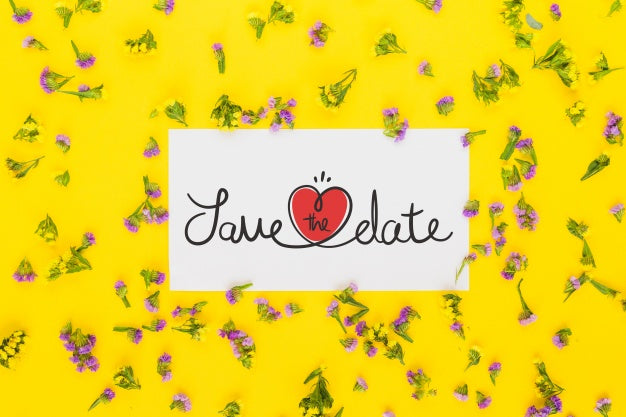 Free Card Mockup With Floral Decoration For Wedding Or Quote Psd