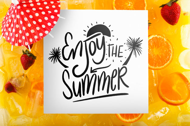 Free Card Mockup With Tropical Summer Concept With Fruits Psd