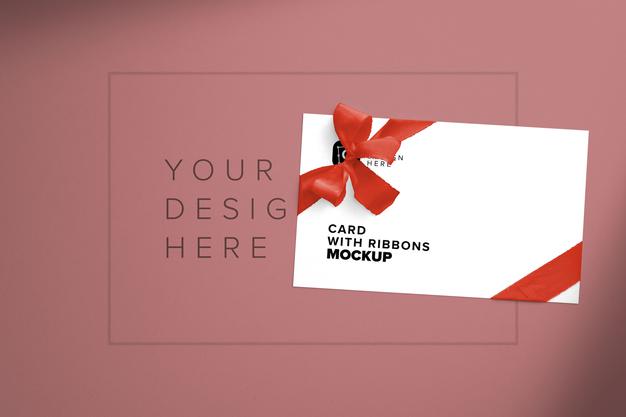 Free Card With Ribbons Mockup Psd