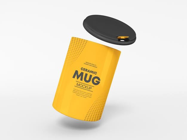 Free Ceramic Mug With Protective Cover Mockup Psd