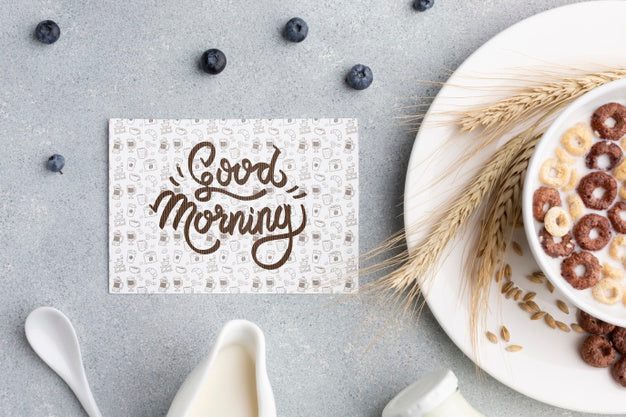 Free Cereals And Milk Breakfast At Home Psd