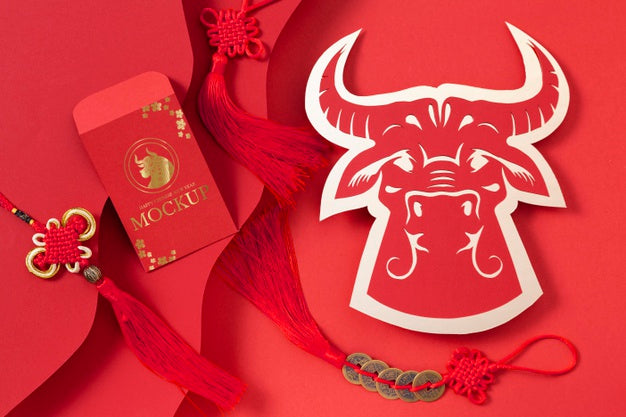 Free Chinese New Year Isometric Mock-Up Elements Assortment Psd