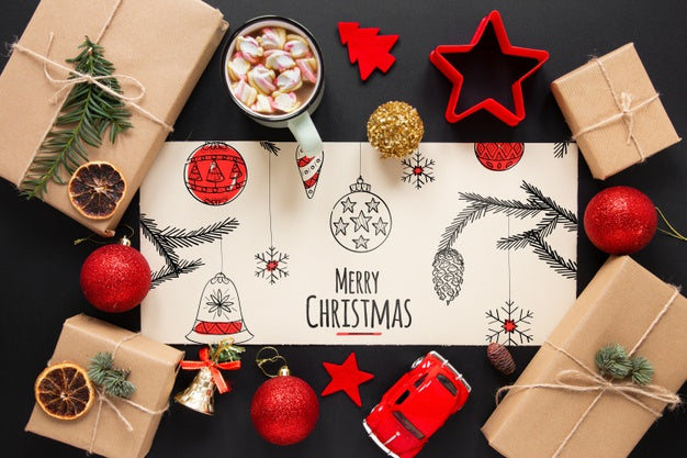 Free Christmas Celebration A Table With Top View Psd