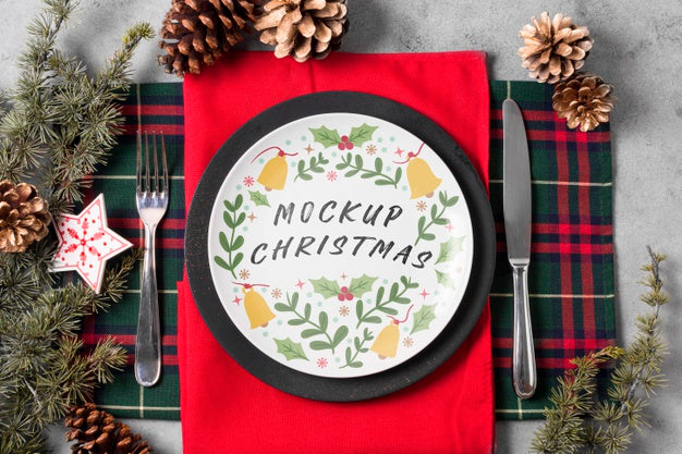 Free Christmas Food Concept Mock-Up Psd