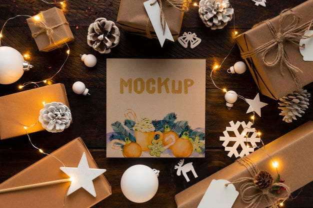 Free Christmas Mock-Up Elegant Winter Decoration Psd