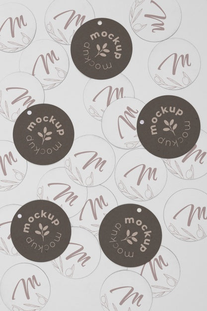 Free Circle Shaped Tag Price Mockup Psd