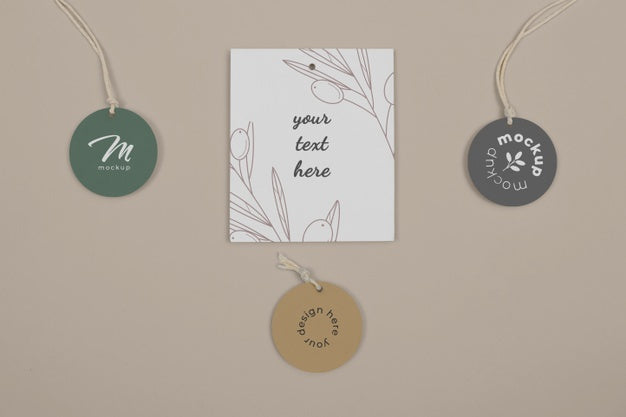 Free Circle Shaped Tag Price Mockup Psd