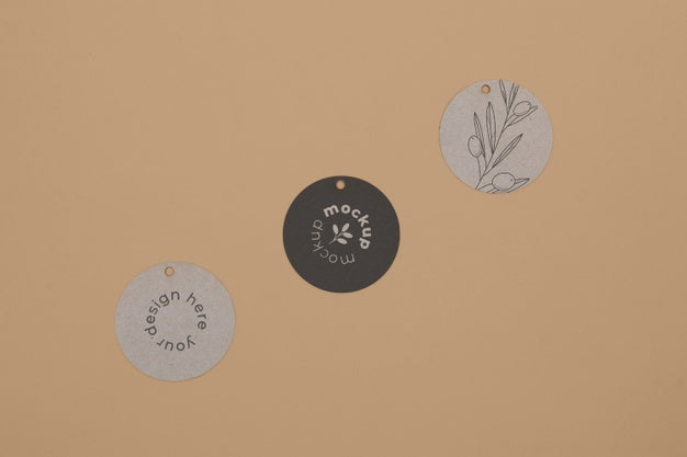 Free Circle Shaped Tag Price Mockup Psd
