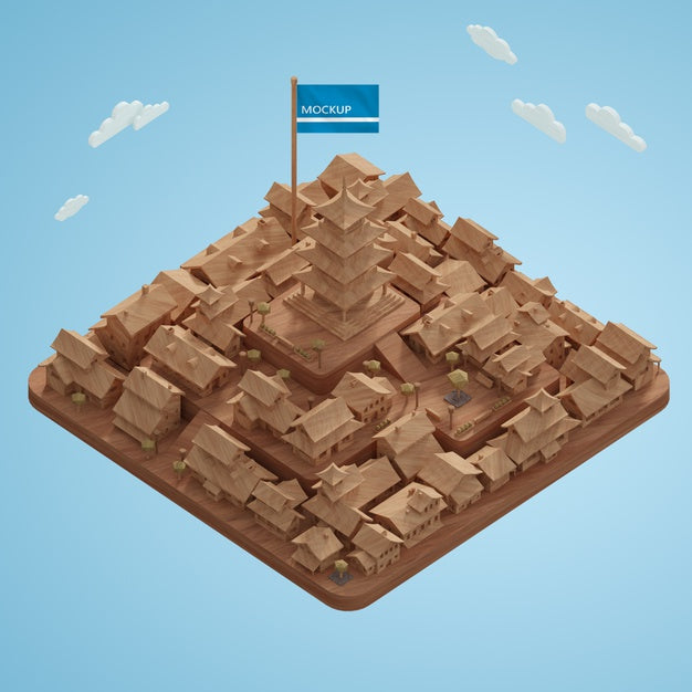 Free Cities World Day 3D Miniature Model On Table Psd