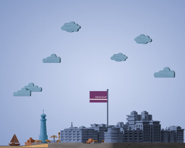 Free Cities World Day 3D Miniature Model Psd