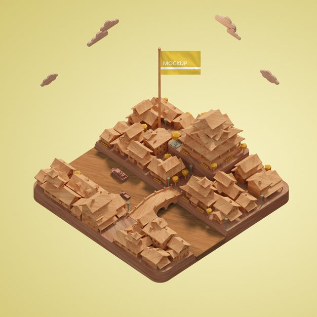 Free Cities World Day Buildings Miniature Model Psd