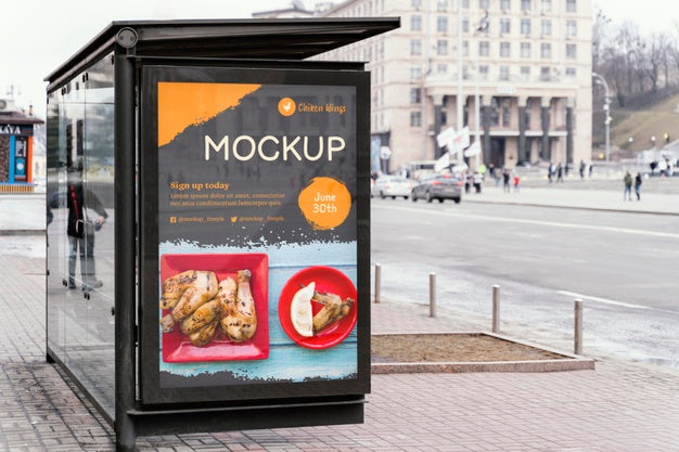 Free City Food Billboard Mock-Up Psd