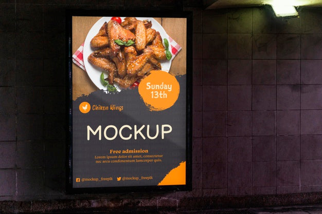 Free City Food Billboard Mock-Up Psd
