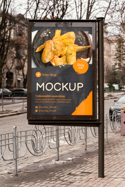 Free City Food Billboard Mock-Up Psd