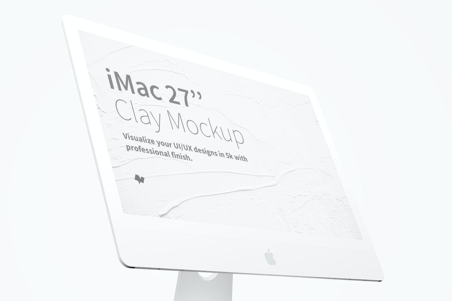 Free Clay Imac 27” Mockup, Display Close Up