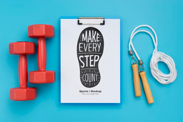 Free Clipboard With Weights Beside And Jumping Rope Psd