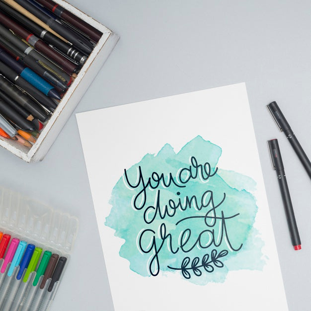 Free Close-Up Colorful Pens With Mock-Up Psd