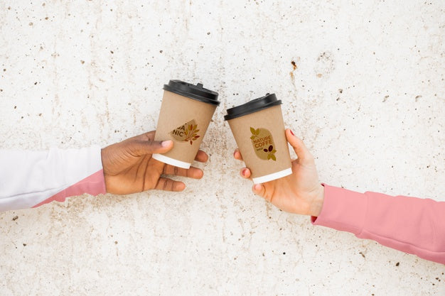 Free Close-Up Friends With Coffee And Hoodies Psd