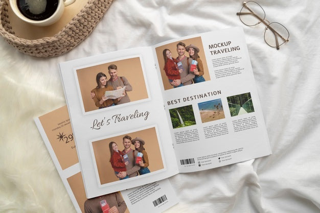 Free Close Up On Magazine In The Bedroom Psd