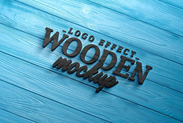 Free Close Up On Wooden Logotype Mockup Psd
