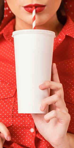 Free Close Up Woman With Drink Psd